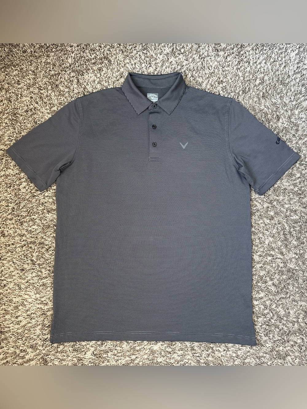 Callaway Opti-Dri Mens Fine Line Stripe Golf Polo Shirt, Gray, Medium